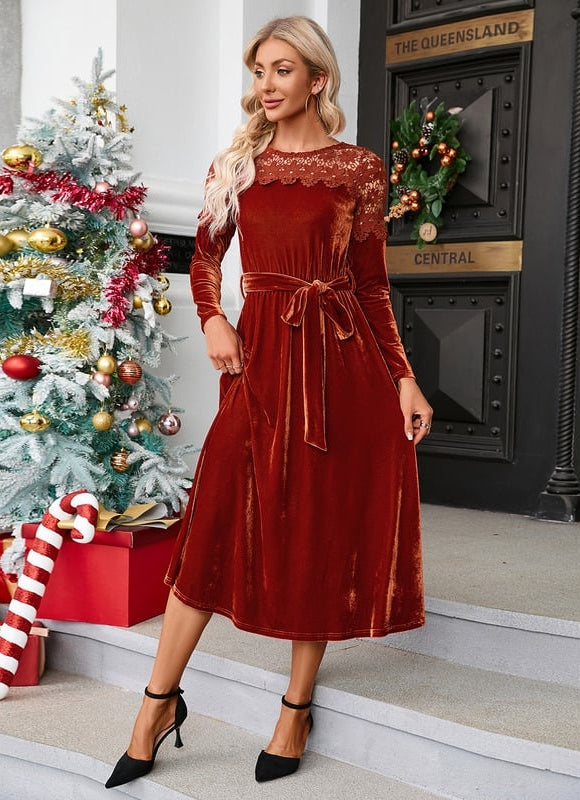 Robe Chic Velours Rouge - gallery 3