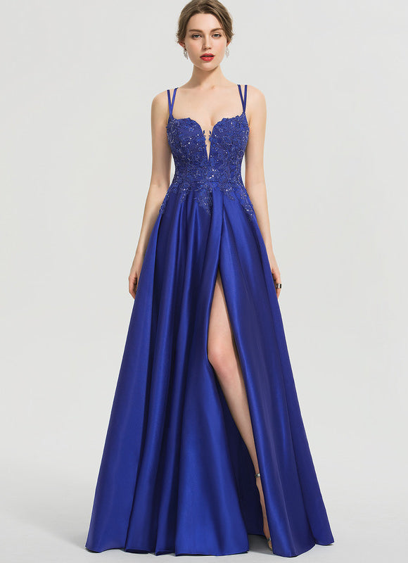 Robe Chic Bleu Satinée - gallery 1