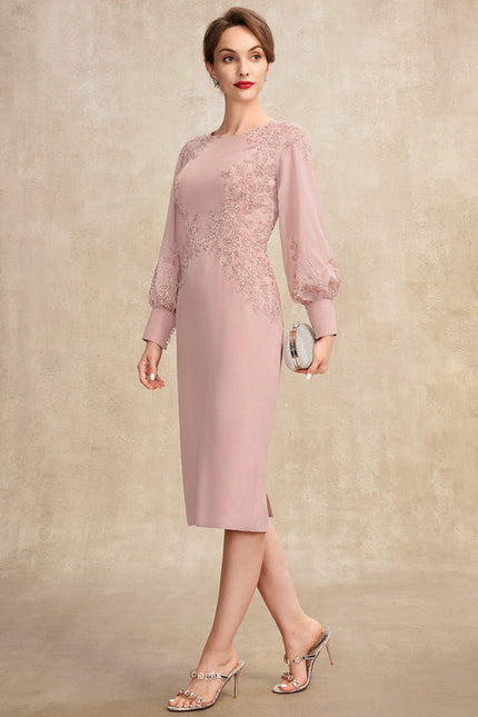 Robe Chic Rose Poudré Élégante Avec Dentelle