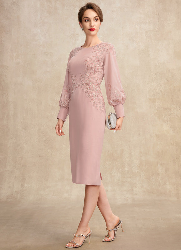 Robe Chic Rose Poudré Élégante Avec Dentelle