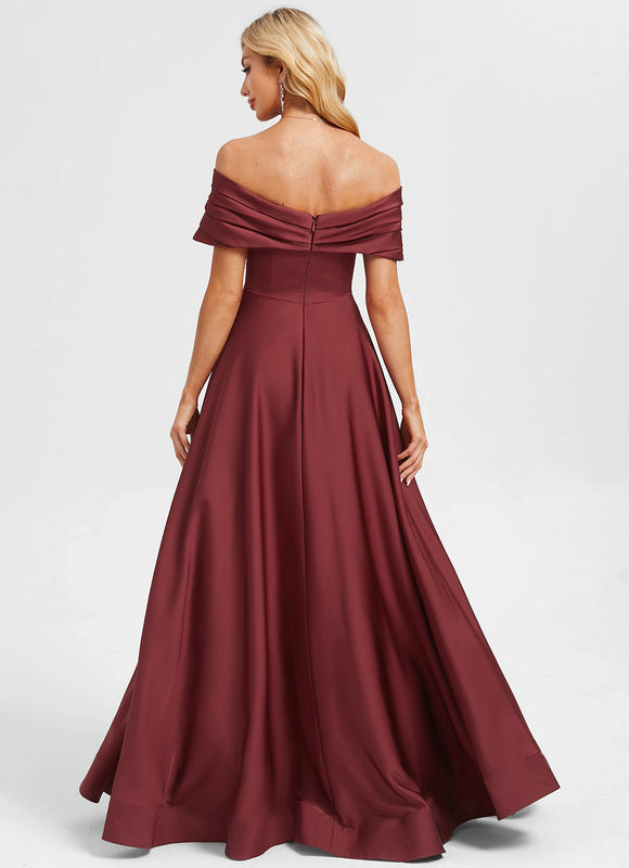 Robe Chic Bordeaux Décolleté Épaule Dénudée - gallery 4