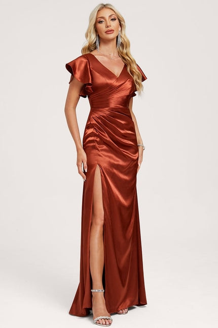 Robe Demoiselle D'Honneur Champetre Chic Vermillon - gallery 3