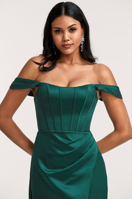 Robe Chic Satin Émeraude Décontractée - gallery 3