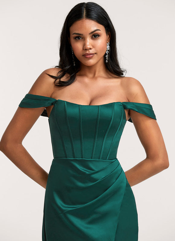 Robe Chic Satin Émeraude Décontractée - gallery 3