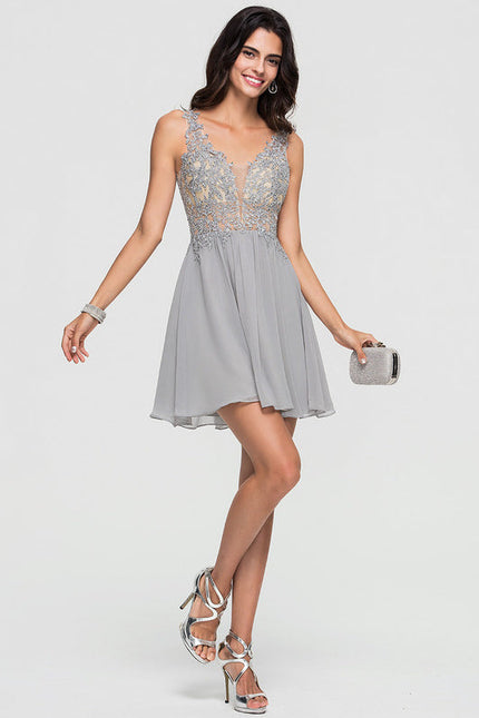 Robe Chic Gris Poudré Élégant - gallery 2