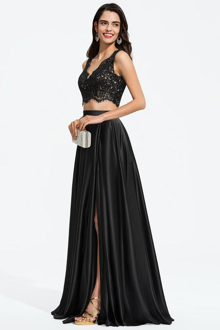 Robe Chic Vert Émeraude Satin Dentelle - gallery 2