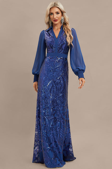 Robe Chic Bleu Pailletée - gallery 2