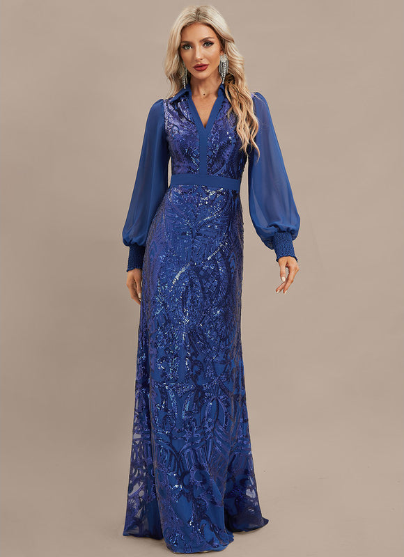 Robe Chic Bleu Pailletée - gallery 2