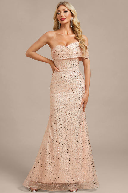 Robe Chic Pailletée Nude - gallery 3