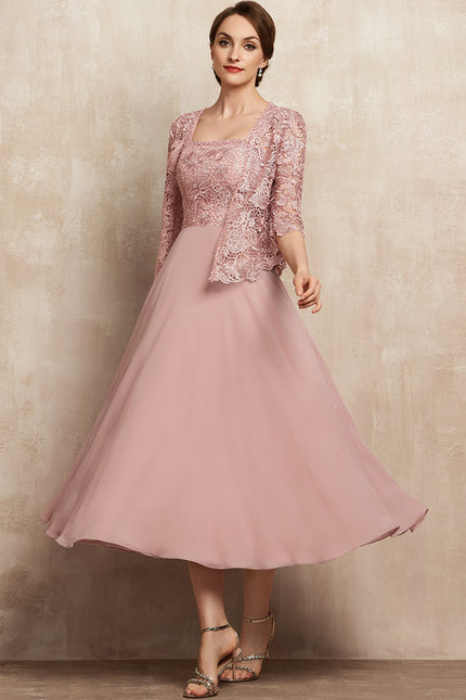 Robe Chic Élégance Rosée Tissée - gallery 3
