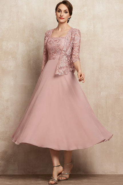 Robe Chic Élégance Rosée Tissée - gallery 3