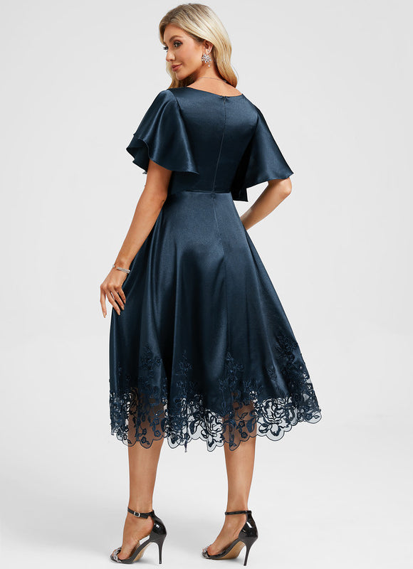 Robe Chic Satin Bleu Ciel - gallery 6