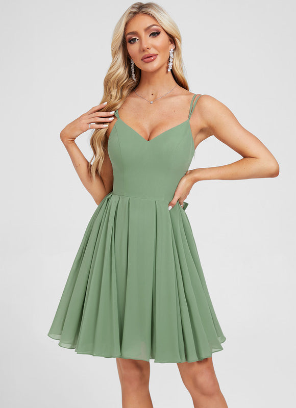 Robe Chic Mousseline Vert Tendre - gallery 5