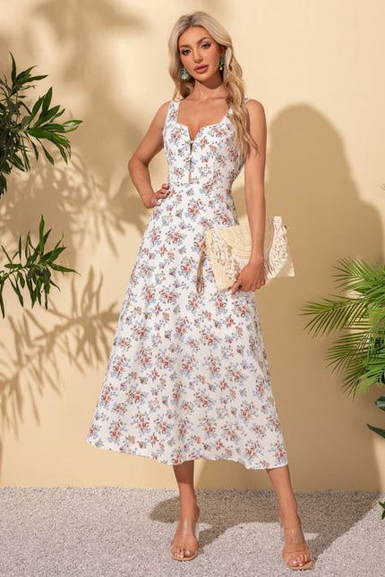 Robe Chic Midi Rose Fleuri