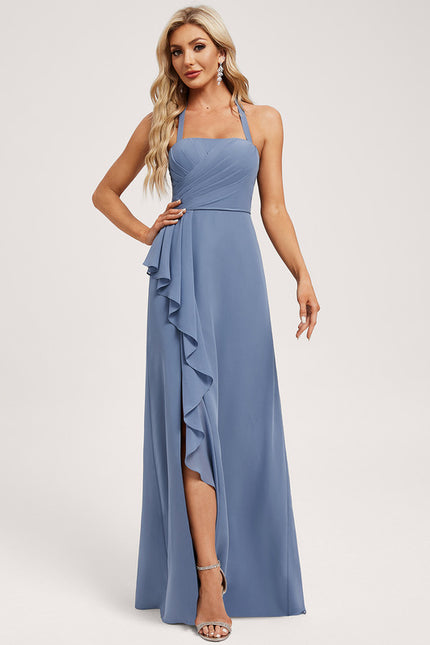 Robe Chic Bleu Drapé - gallery 3