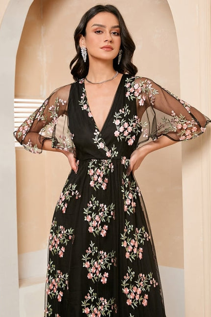 Robe Chic Fleur Noire Éthérée - gallery 5