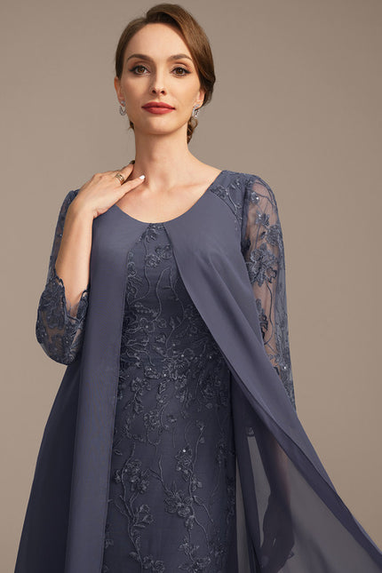 Robe Chic Bleu Nuit Dentelle Paillettes - gallery 1