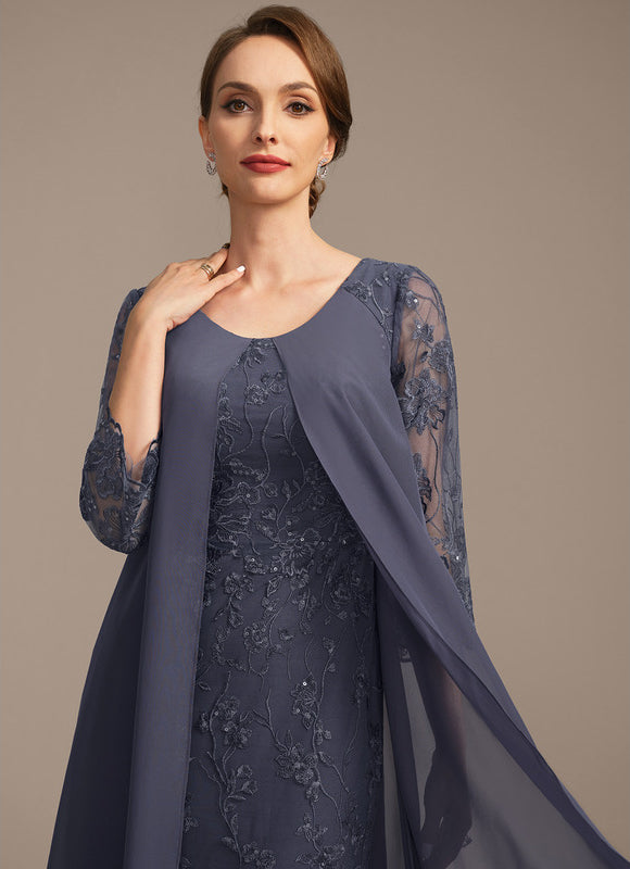 Robe Chic Bleu Nuit Dentelle Paillettes - gallery 1