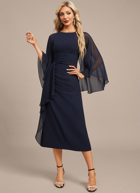 Robe Chic Satin Marine Élégant - gallery 4