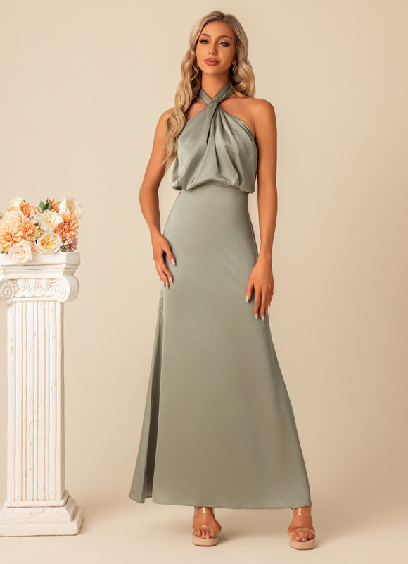 Robe Chic Satinée Sage - gallery 3