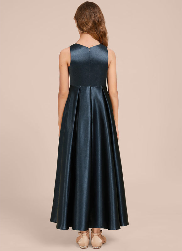 Robe Chic Satin Bleu Profond - gallery 4
