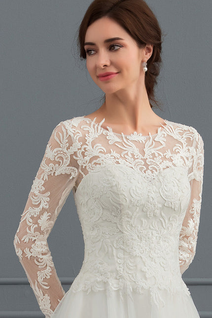 Robe Chic Blanche Col Rond Dentelle - gallery 4