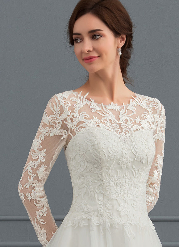 Robe Chic Blanche Col Rond Dentelle - gallery 4