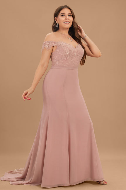 Robe De Soirée Chic Rose Poudrée - gallery 5