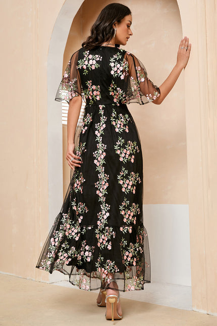 Robe Chic Fleur Noire Éthérée - gallery 4