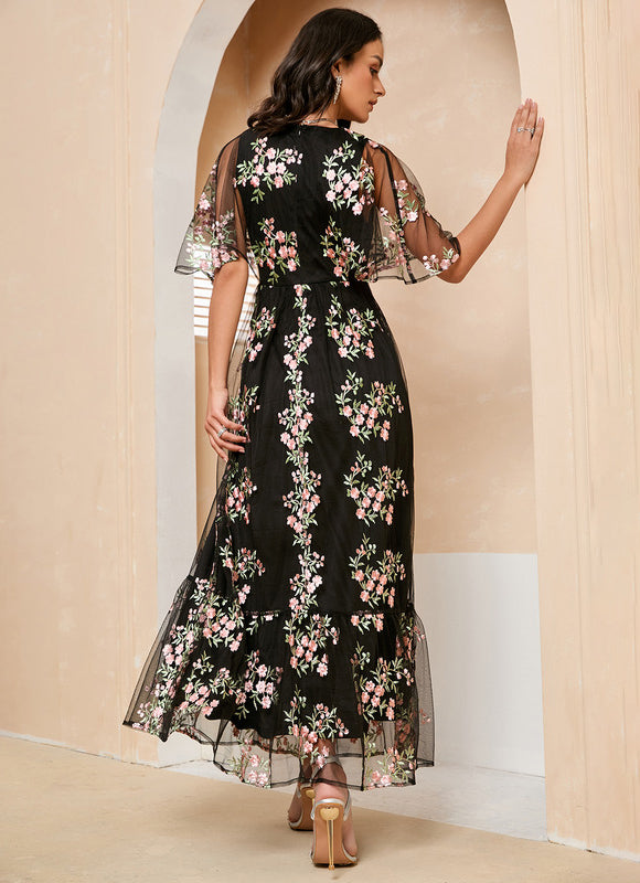Robe Chic Fleur Noire Éthérée - gallery 4