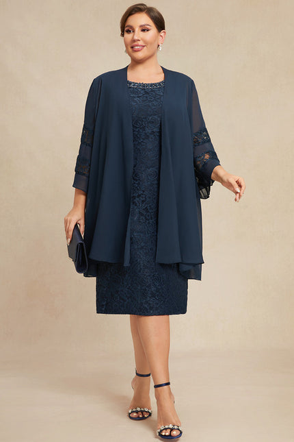 Robe Chic Bleu Nuit Dentelle Mariage - gallery 8