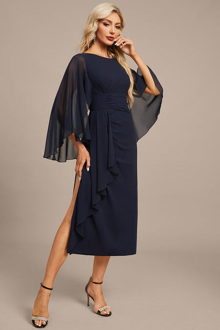 Robe Chic Satin Marine Élégant - gallery 6