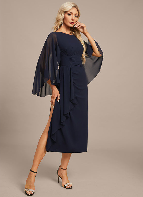 Robe Chic Satin Marine Élégant - gallery 6
