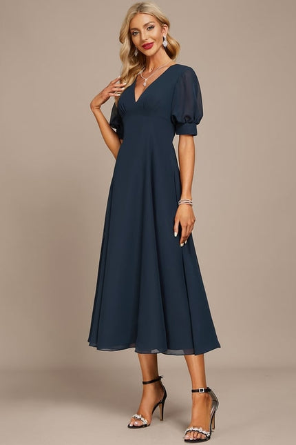 Robe Chic Plissée Sombre - gallery 2