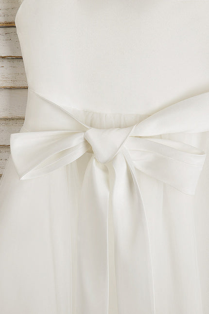 Robe Chic Blanche Tulle Satin Fille - gallery 6