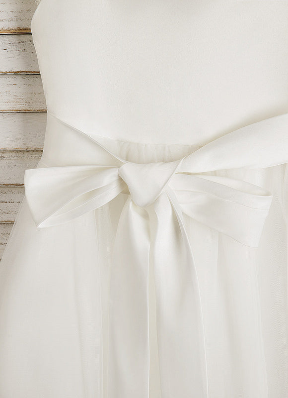 Robe Chic Blanche Tulle Satin Fille - gallery 6