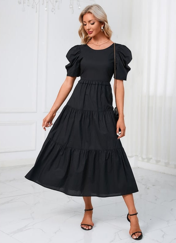 Robe Chic Noire Évasée - gallery 1