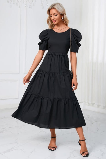 Robe Chic Noire Évasée - gallery 1