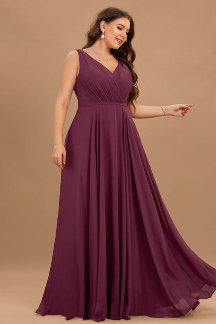 Robe Chic Longue Bordeaux Plissée - gallery 9