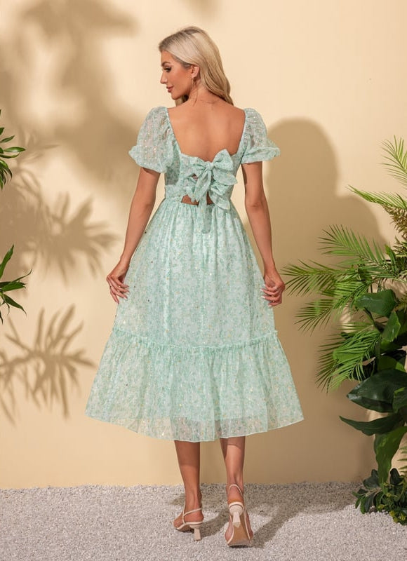 Robe Chic Fleurie Menthe - gallery 1