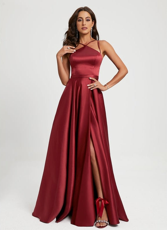 Robe Chic Satiné Rubis Éthéré