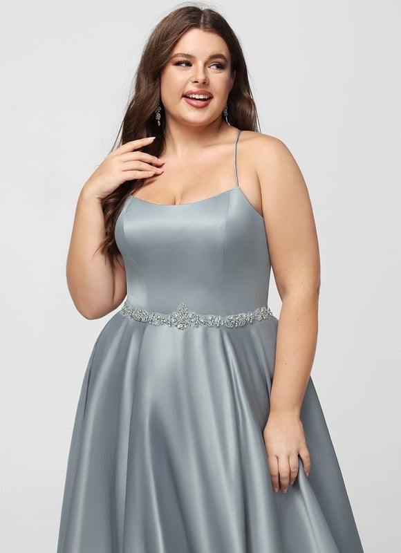 Robe Chic Satin Bleu Poudré - gallery 8