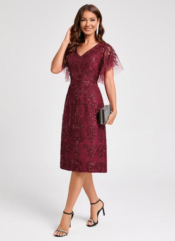Robe Chic Bordeaux Éclatante - gallery 4