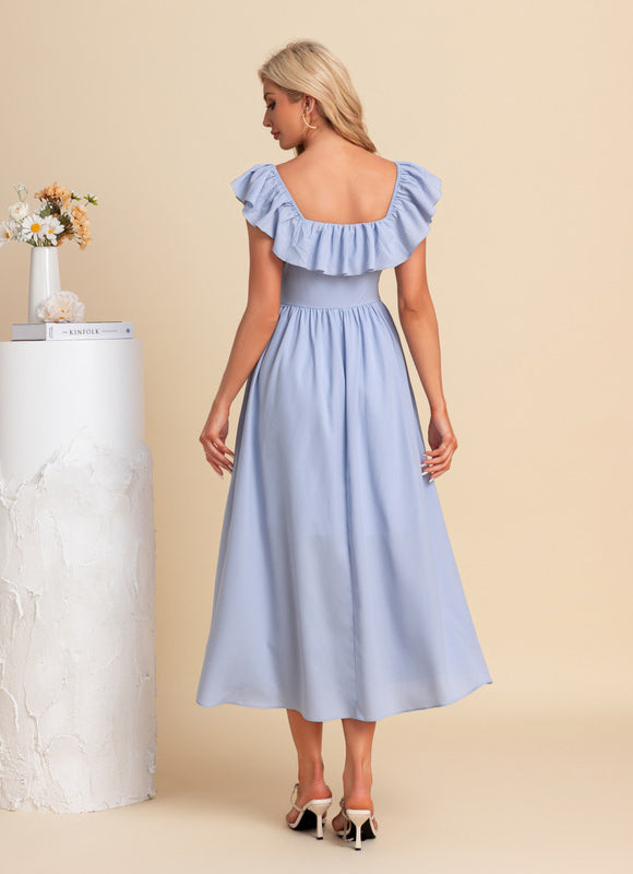 Robe Chic Bleu Ciel Évasée - gallery 1