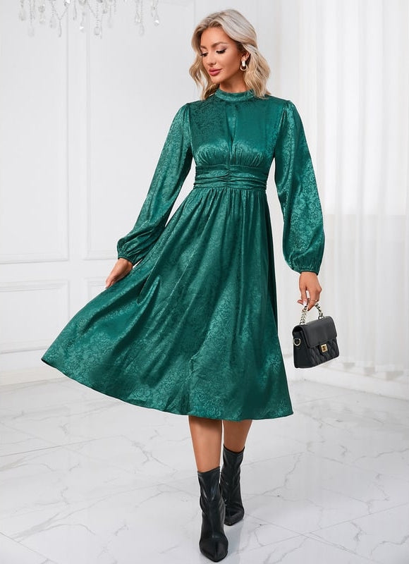 Robe Chic Vert Satiné - gallery 6