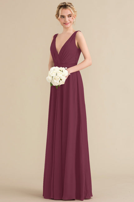 Robe Chic Longue Bordeaux Plissée - gallery 3