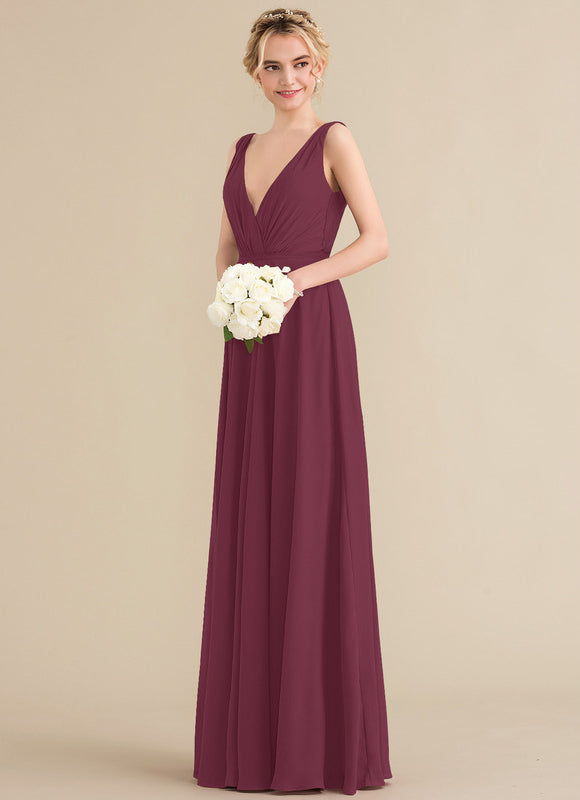 Robe Chic Longue Bordeaux Plissée - gallery 3