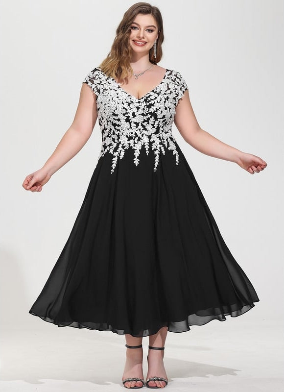 Robe Chic Noire Dentelle V-Cou Élégant - gallery 8
