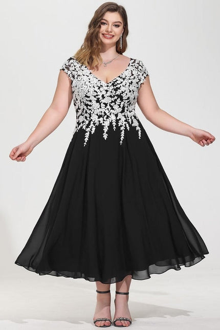 Robe Chic Noire Dentelle V-Cou Élégant - gallery 8