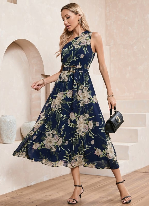 Robe Chic Asymétrique Florale - gallery 2